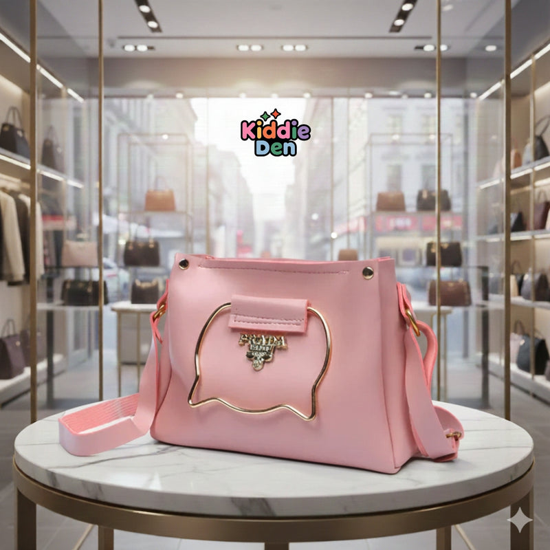 Pink Cat Handle Handbag for Girls & Ladies Adjustable Strap