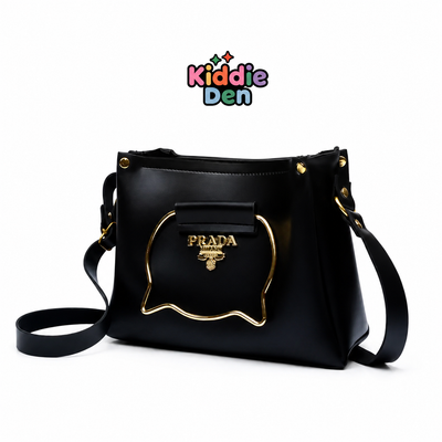 Black Cat Handle Handbag for Girls & Ladies Adjustable Strap