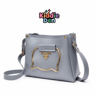 Grey Cat Handle Handbag for Girls & Ladies Adjustable Strap
