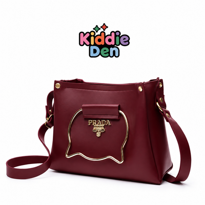 Maroon Cat Handle Handbag for Girls & Ladies Adjustable Strap