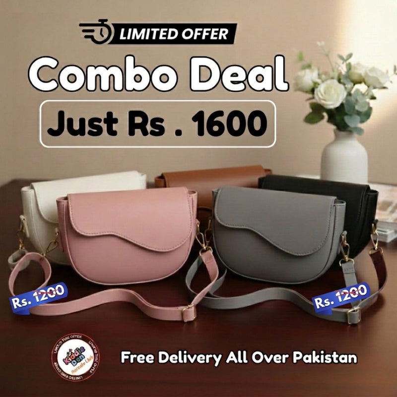 Wavy Shoulder Trendy Crossbody Bag– Combo Deal