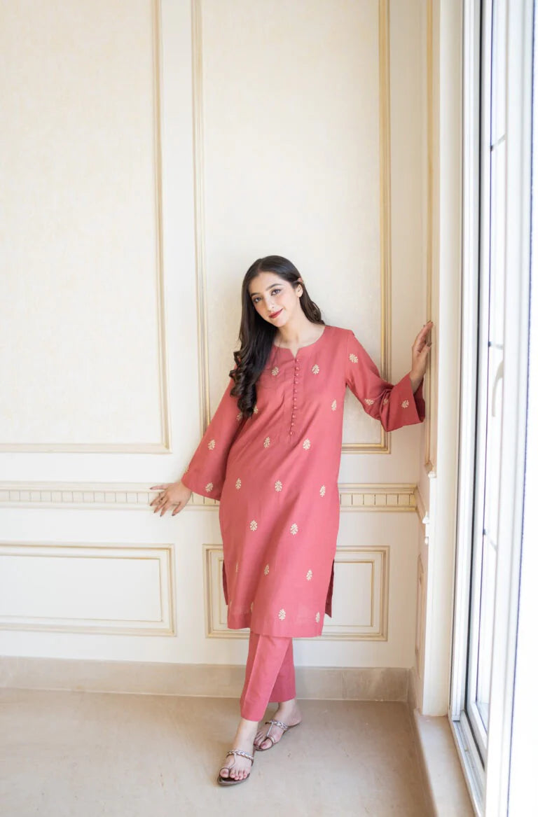DUSTY PINK Embroidered Unstitched Dhanak 3 Piece | Winter Collection with Pashmina Shawl
