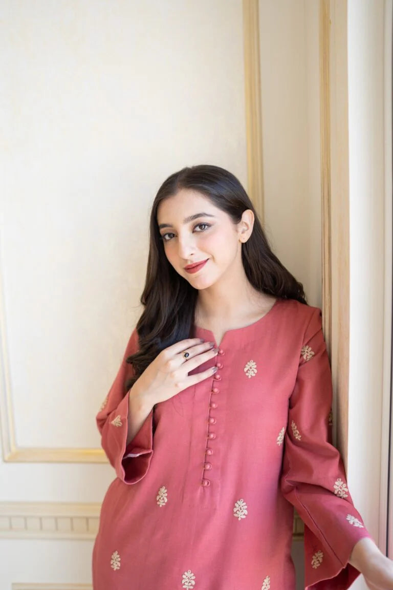 DUSTY PINK Embroidered Unstitched Dhanak 3 Piece | Winter Collection with Pashmina Shawl