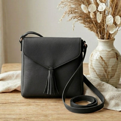 Black Signature Pouch Shoulder Bag with Adjustable Strap for Women