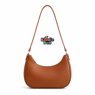 Brown Moon Bag – Trendy PU Leather Shoulder Handbag | Everyday Stylish Bag