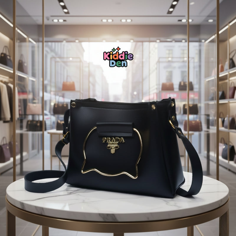 Black Cat Handle Handbag for Girls & Ladies Adjustable Strap