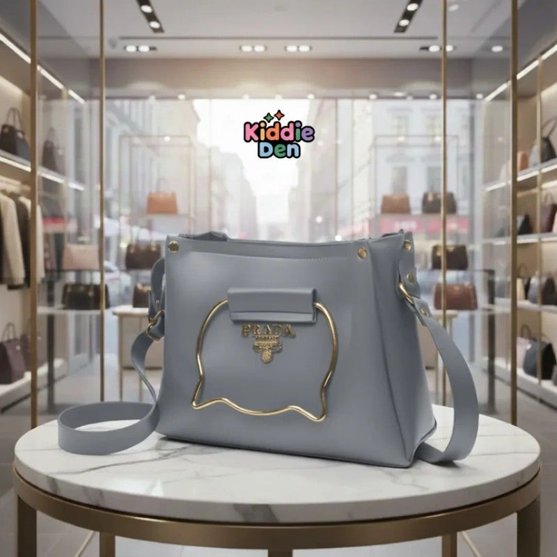 Grey Cat Handle Handbag for Girls & Ladies Adjustable Strap