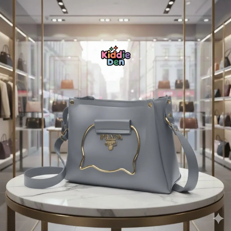 Grey Cat Handle Handbag for Girls & Ladies Adjustable Strap