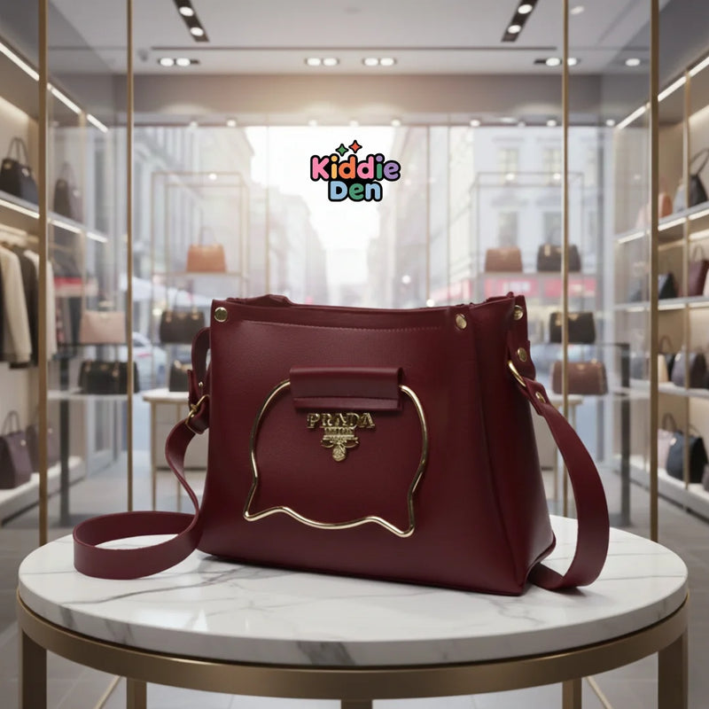 Maroon Cat Handle Handbag for Girls & Ladies Adjustable Strap
