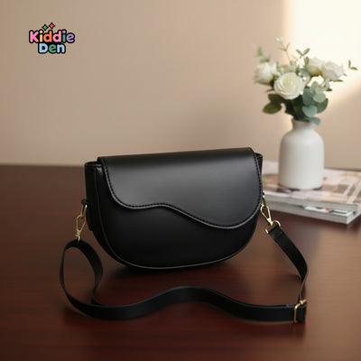 Black Wavy Shoulder Bag – Trendy Crossbody Bag for Women