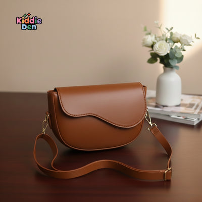 Brown Wavy Shoulder Bag – Trendy Crossbody Bag for Women