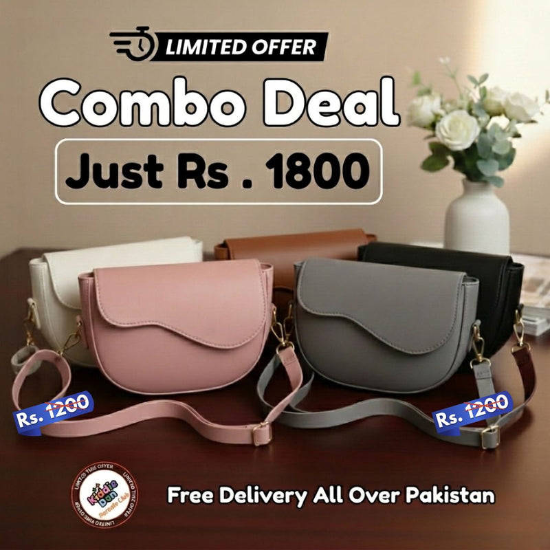 Wavy Shoulder Trendy Crossbody Bag– Combo Deal