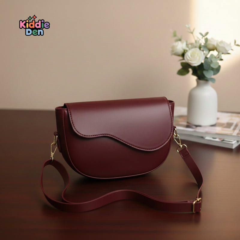 Maroon Wavy Shoulder Bag – Trendy Crossbody Bag for Women